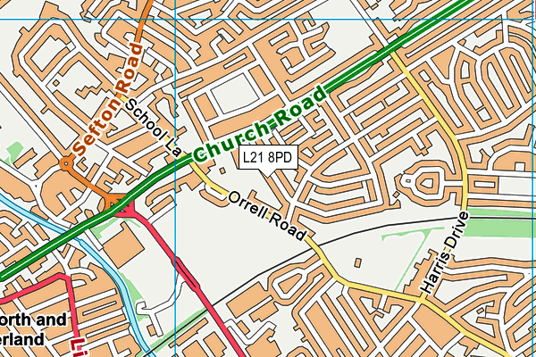 L21 8PD map - OS VectorMap District (Ordnance Survey)
