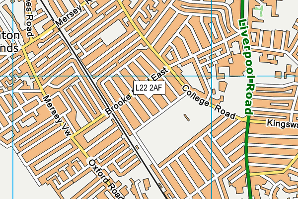 L22 2AF map - OS VectorMap District (Ordnance Survey)