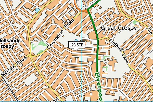 L23 5TB map - OS VectorMap District (Ordnance Survey)