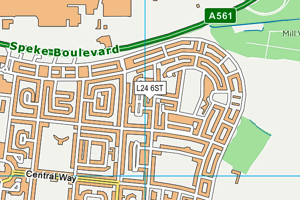 L24 6ST map - OS VectorMap District (Ordnance Survey)