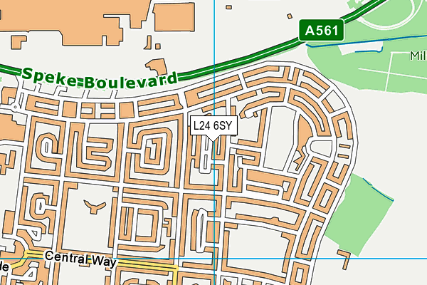 L24 6SY map - OS VectorMap District (Ordnance Survey)