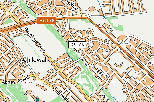 L25 1GA map - OS VectorMap District (Ordnance Survey)