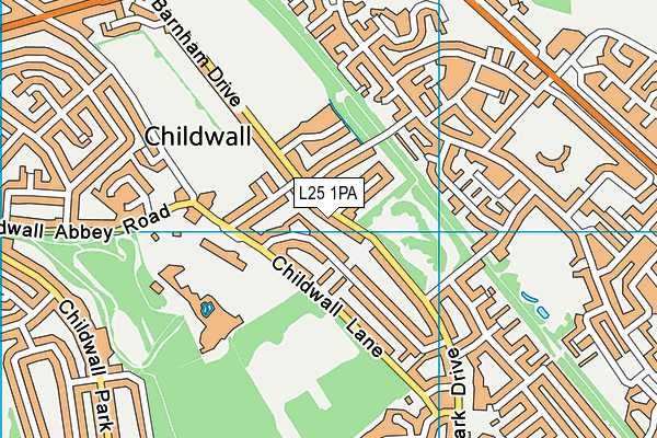 L25 1PA map - OS VectorMap District (Ordnance Survey)