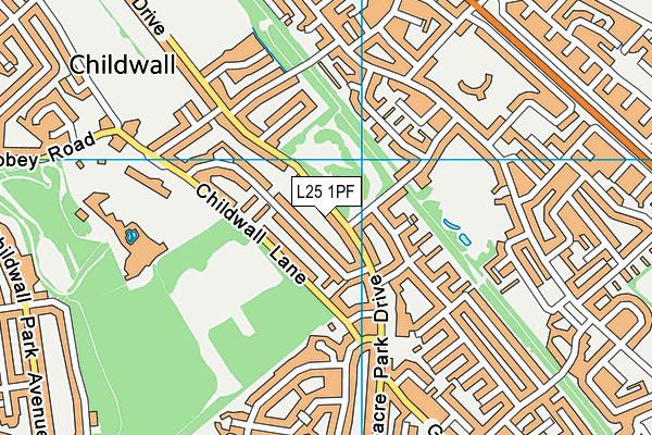 L25 1PF map - OS VectorMap District (Ordnance Survey)