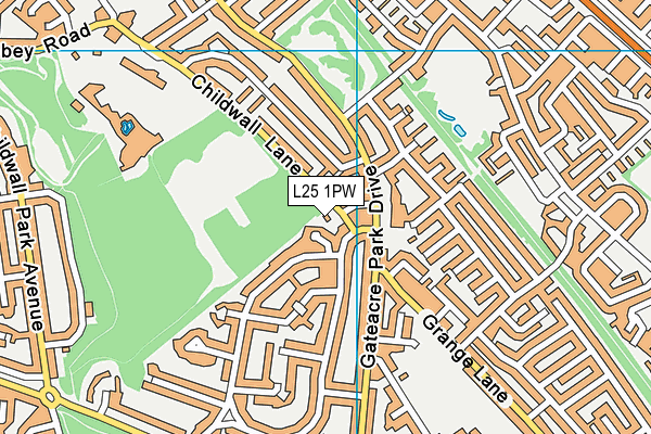 L25 1PW map - OS VectorMap District (Ordnance Survey)