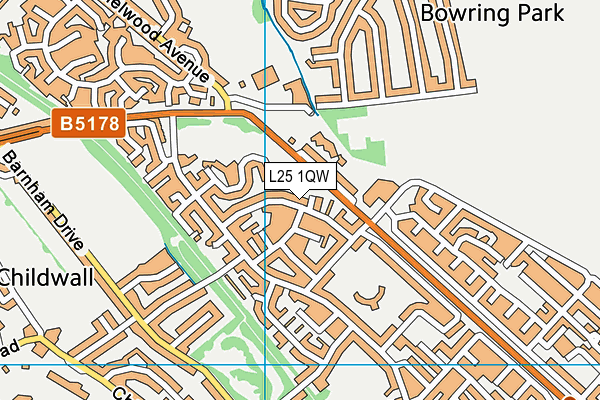 L25 1QW map - OS VectorMap District (Ordnance Survey)