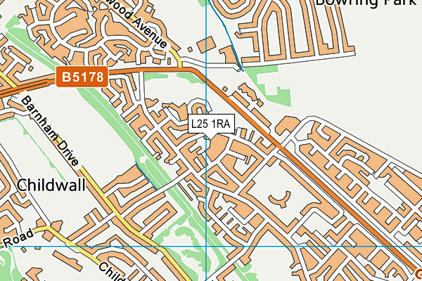 L25 1RA map - OS VectorMap District (Ordnance Survey)