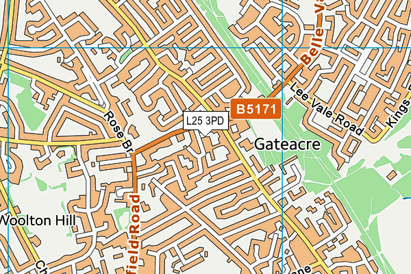 L25 3PD map - OS VectorMap District (Ordnance Survey)