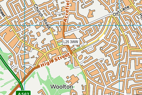 L25 3WW map - OS VectorMap District (Ordnance Survey)