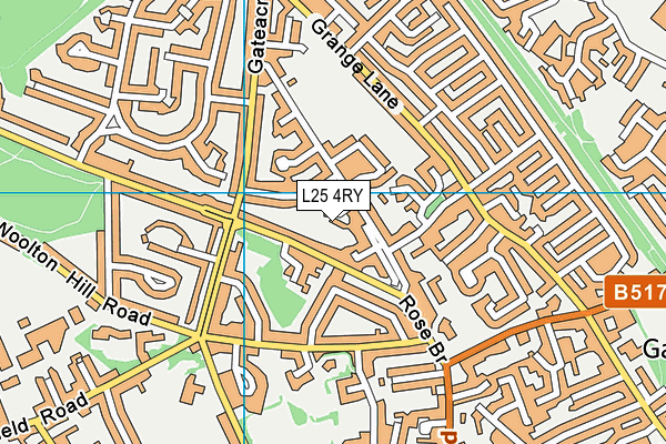 L25 4RY map - OS VectorMap District (Ordnance Survey)