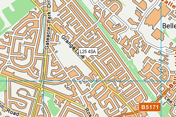 L25 4SA map - OS VectorMap District (Ordnance Survey)