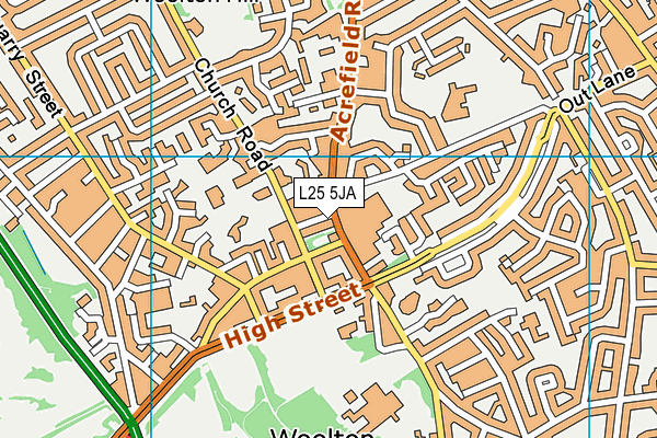 L25 5JA map - OS VectorMap District (Ordnance Survey)