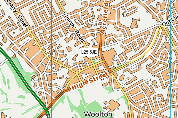 L25 5JE map - OS VectorMap District (Ordnance Survey)