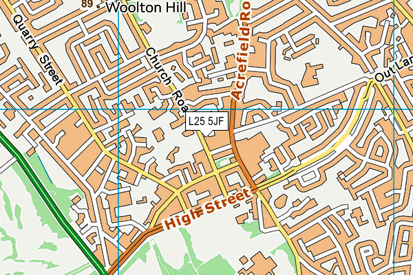 L25 5JF map - OS VectorMap District (Ordnance Survey)