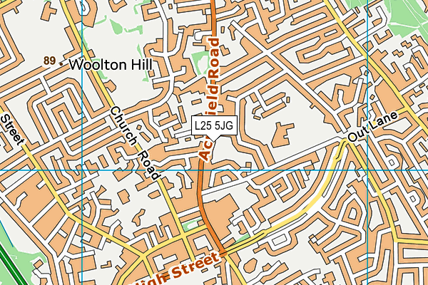 L25 5JG map - OS VectorMap District (Ordnance Survey)