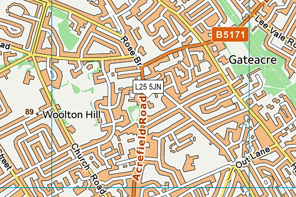 L25 5JN map - OS VectorMap District (Ordnance Survey)