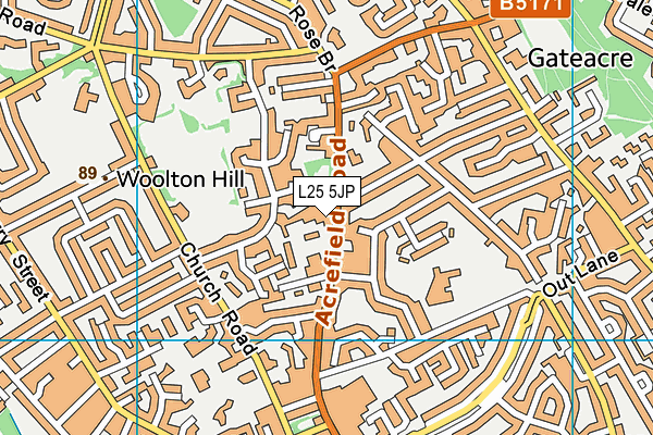 L25 5JP map - OS VectorMap District (Ordnance Survey)