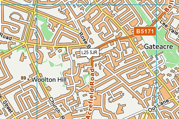 L25 5JR map - OS VectorMap District (Ordnance Survey)