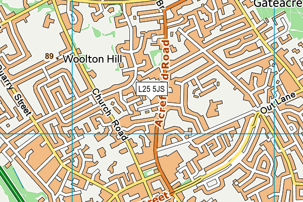 L25 5JS map - OS VectorMap District (Ordnance Survey)