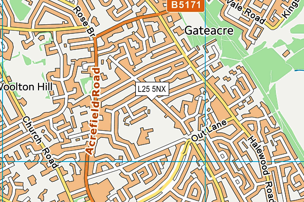 L25 5NX map - OS VectorMap District (Ordnance Survey)