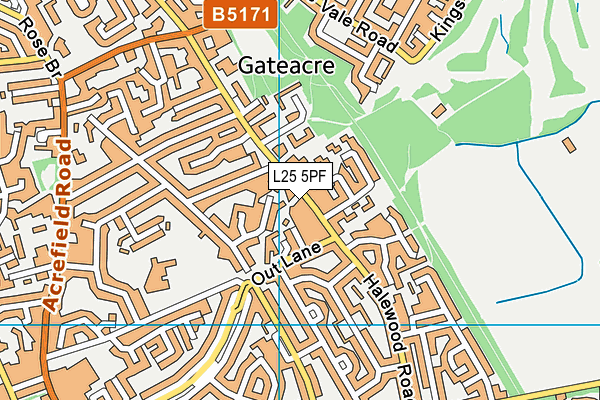 L25 5PF map - OS VectorMap District (Ordnance Survey)