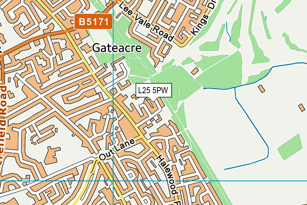 L25 5PW map - OS VectorMap District (Ordnance Survey)