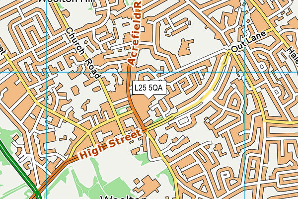 L25 5QA map - OS VectorMap District (Ordnance Survey)