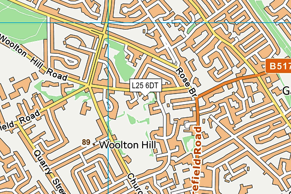 L25 6DT map - OS VectorMap District (Ordnance Survey)