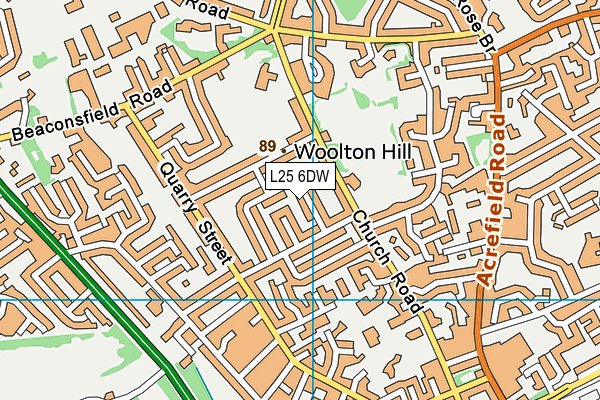 L25 6DW map - OS VectorMap District (Ordnance Survey)