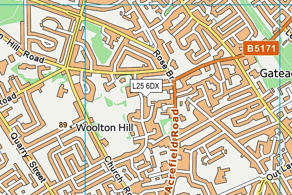 L25 6DX map - OS VectorMap District (Ordnance Survey)