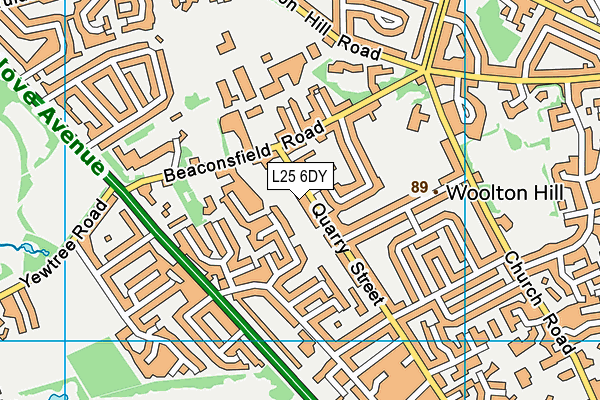 L25 6DY map - OS VectorMap District (Ordnance Survey)