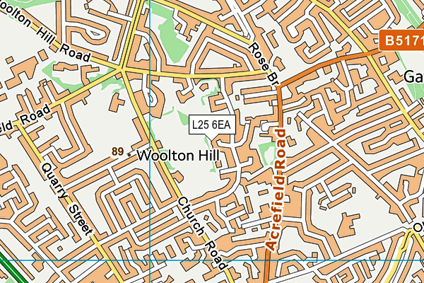 L25 6EA map - OS VectorMap District (Ordnance Survey)