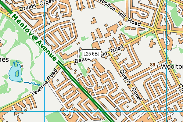 L25 6EJ map - OS VectorMap District (Ordnance Survey)