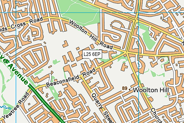 L25 6EP map - OS VectorMap District (Ordnance Survey)