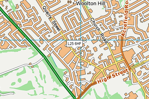 L25 6HF map - OS VectorMap District (Ordnance Survey)