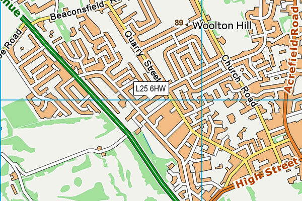 L25 6HW map - OS VectorMap District (Ordnance Survey)