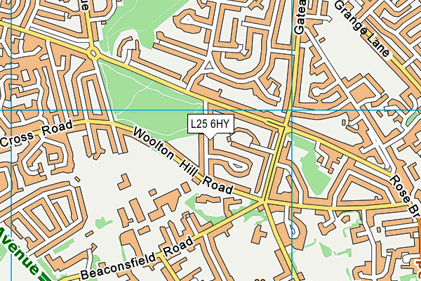 L25 6HY map - OS VectorMap District (Ordnance Survey)