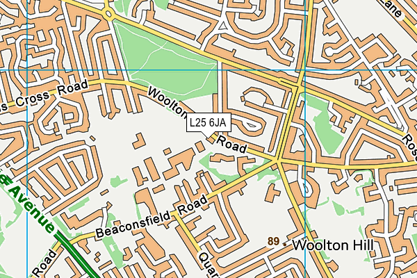Woolton High School map (L25 6JA) - OS VectorMap District (Ordnance Survey)