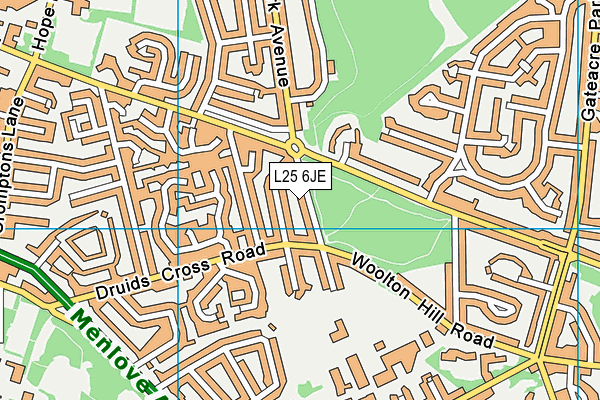 L25 6JE map - OS VectorMap District (Ordnance Survey)