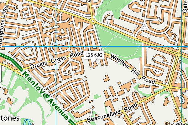 L25 6JG map - OS VectorMap District (Ordnance Survey)
