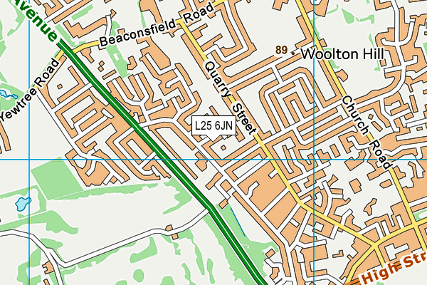L25 6JN map - OS VectorMap District (Ordnance Survey)