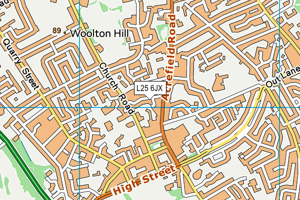 L25 6JX map - OS VectorMap District (Ordnance Survey)