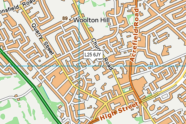 L25 6JY map - OS VectorMap District (Ordnance Survey)