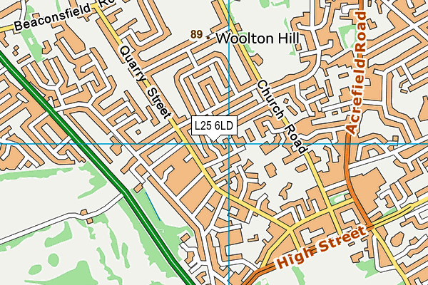 L25 6LD map - OS VectorMap District (Ordnance Survey)
