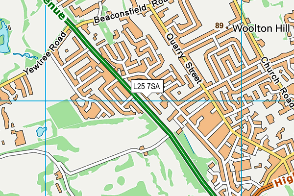 L25 7SA map - OS VectorMap District (Ordnance Survey)