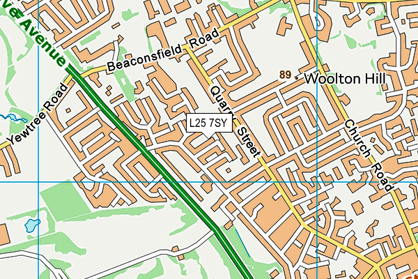 L25 7SY map - OS VectorMap District (Ordnance Survey)