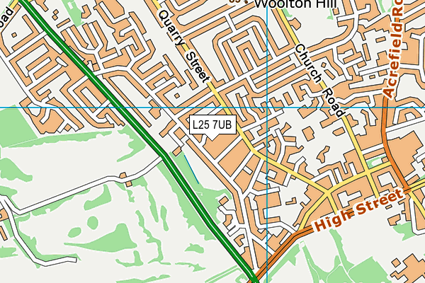 L25 7UB map - OS VectorMap District (Ordnance Survey)