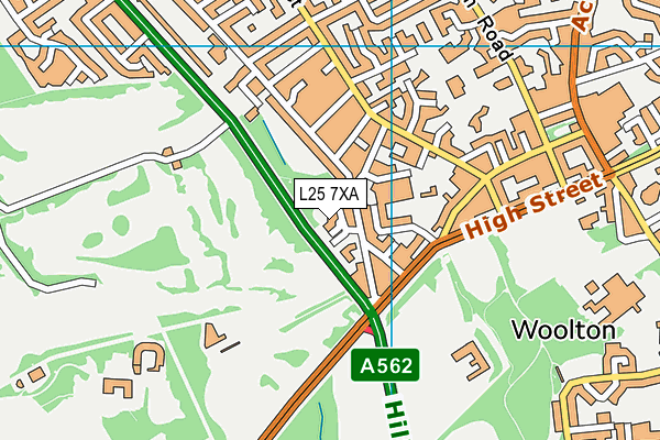 L25 7XA map - OS VectorMap District (Ordnance Survey)