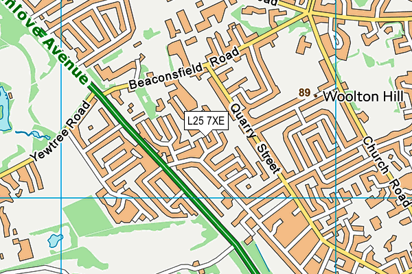 L25 7XE map - OS VectorMap District (Ordnance Survey)