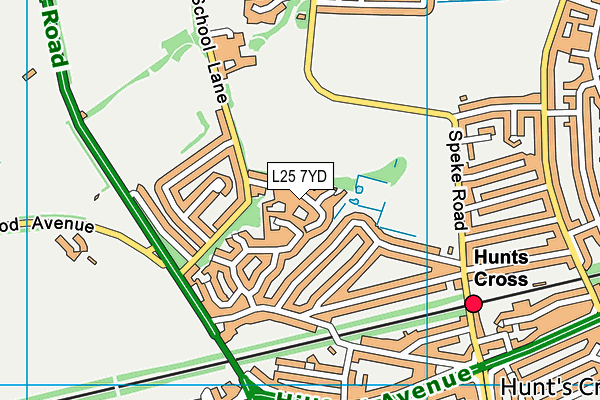 L25 7YD map - OS VectorMap District (Ordnance Survey)